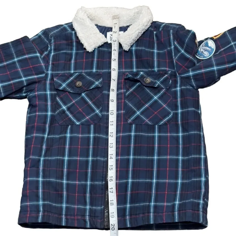 365 Kids from Garanimals Blue Checkered Winter Jacket Size 7